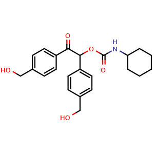 Chemical structure of 1,2-Bis[4-(hydroxymethyl)phenyl]-2-oxoethyl cyclohexylcarbamate , AChemBlock AD273386
