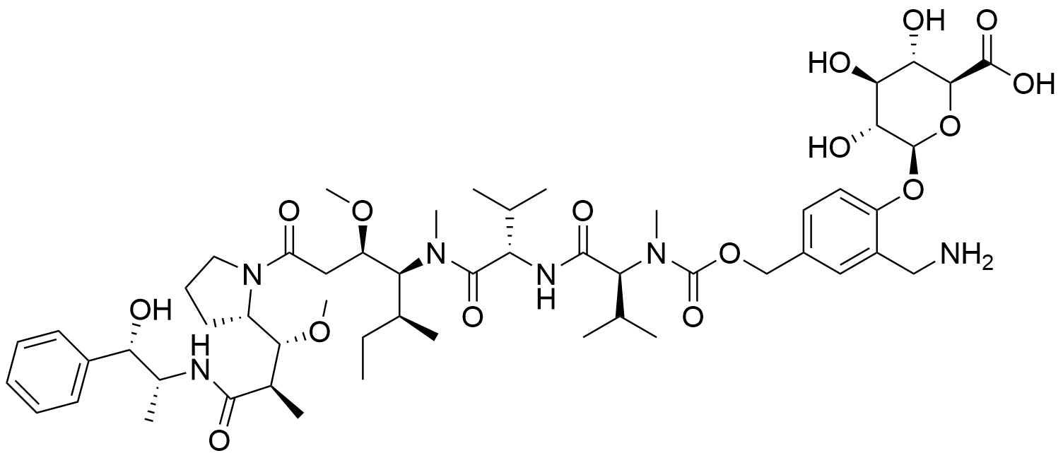 Chemical structure of (2S,3S,4S,5R,6S)-6-[2-(Aminomethyl)-5-[(5S,8S,11S,12R)-11-[(S)-sec-butyl]-12-[2-[(S)-2-[(1R,2R)-3-[[(1S,2R)-1-hydroxy-1-phenylpropan-2-yl]amino]-1-methoxy-2-methyl-3-oxopropyl]-1-pyrrolidinyl]-2-oxoethyl]-5,8-diisopropyl-4,10-dimethyl-3,6,9-trioxo-2,.. , AChemBlock AD273388