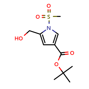 Chemical structure of tert-Butyl 5-(Hydroxymethyl)-1-(methylsulfonyl)-1H-pyrrole-3-carboxylate , AChemBlock AD273394