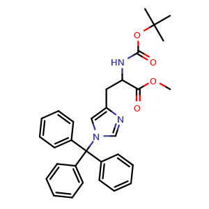 Chemical structure of N-Boc-1-trityl-DL-histidine methyl ester , AChemBlock AD273398