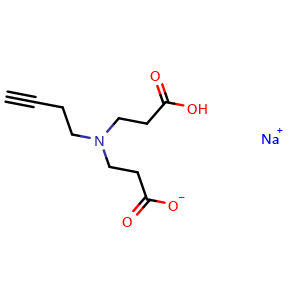 Chemical structure of Sodium 3-[3-butyn-1-yl(2-carboxyethyl)amino]propanoate , AChemBlock AD273404