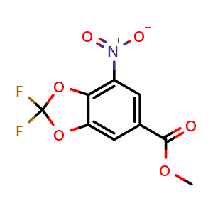 Chemical structure of Methyl 2,2-difluoro-7-nitrobenzo[d][1,3]dioxole-5-carboxylate , AChemBlock AD273405