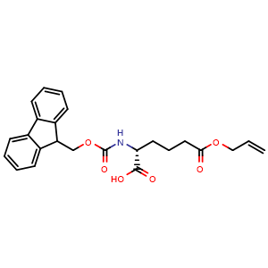 Chemical structure of (R)-2-(Fmoc-amino)-6-(allyloxy)-6-oxohexanoic acid , AChemBlock AD273406
