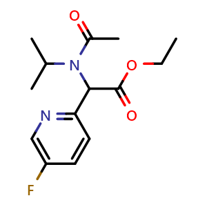 Chemical structure of Ethyl 2-(5-fluoro-2-pyridyl)-2-(N-isopropylacetamido)acetate , AChemBlock AD273418