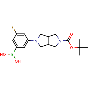 Chemical structure of 3-[5-Boc-hexahydropyrrolo[3,4-c]pyrrol-2(1H)-yl]-5-fluorophenylboronic acid , AChemBlock AD273420