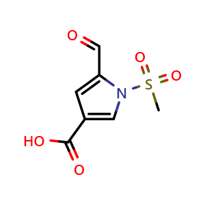 Chemical structure of 5-Formyl-1-(methylsulfonyl)-1H-pyrrole-3-carboxylic acid , AChemBlock AD273435