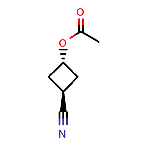 Chemical structure of trans-3-Cyanocyclobutyl acetate , AChemBlock AD273436