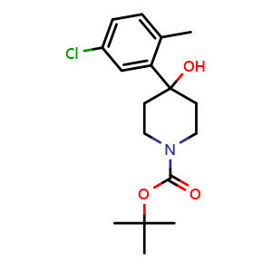 Chemical structure of 1-Boc-4-(5-chloro-2-methylphenyl)piperidin-4-ol , AChemBlock AD273437
