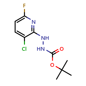 Chemical structure of 2-(2-Boc-hydrazino)-3-chloro-6-fluoropyridine , AChemBlock AD273439
