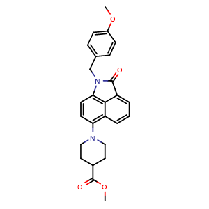 Chemical structure of Methyl 1-[1-(4-methoxybenzyl)-2-oxo-1,2-dihydrobenzo[cd]indol-6-yl]piperidine-4-carboxylate , AChemBlock AD273440