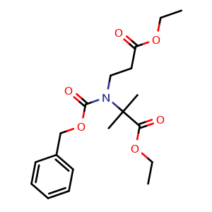 Chemical structure of Ethyl 2-[Cbz(3-ethoxy-3-oxopropyl)amino]-2-methylpropanoate , AChemBlock AD273442