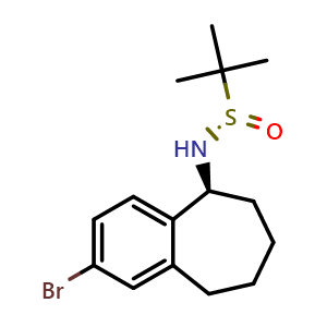 Chemical structure of (S)-N-[(S)-2-Bromo-6,7,8,9-tetrahydro-5H-benzo[7]annulen-5-yl]-2-methylpropane-2-sulfinamide , AChemBlock AD273445