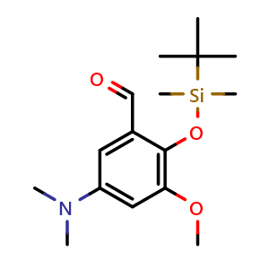 Chemical structure of 2-((tert-Butyldimethylsilyl)oxy)-5-(dimethylamino)-3-methoxybenzaldehyde , AChemBlock AD273455