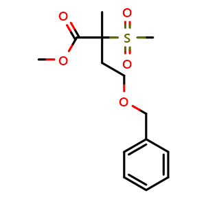Chemical structure of Methyl 4-(benzyloxy)-2-methyl-2-(methylsulfonyl)butanoate , AChemBlock AD273456