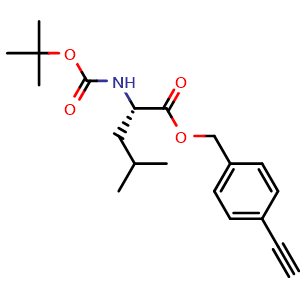 Chemical structure of 4-Ethynylbenzyl (tert-butoxycarbonyl)-L-leucinate , AChemBlock AD273458