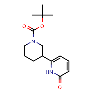Chemical structure of tert-Butyl 3-(6-oxo-1,6-dihydropyridin-2-yl)piperidine-1-carboxylate , AChemBlock AD273461