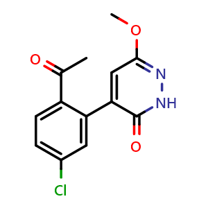 Chemical structure of 4-(2-Acetyl-5-chlorophenyl)-6-methoxypyridazin-3(2H)-one , AChemBlock AD273471