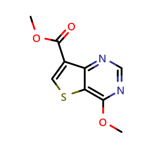 Chemical structure of Methyl 4-methoxythieno[3,2-d]pyrimidine-7-carboxylate , AChemBlock AD273472