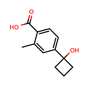 Chemical structure of 4-(1-Hydroxycyclobutyl)-2-methylbenzoic acid , AChemBlock AD273474