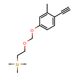 Chemical structure of (2-((4-Ethynyl-3-methylphenoxy)methoxy)ethyl)trimethylsilane , AChemBlock AD273479