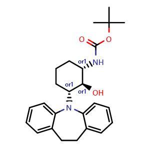 Chemical structure of rel-tert-Butyl ((1S,2R,3R)-3-(10,11-dihydro-5H-dibenzo[b,f]azepin-5-yl)-2-hydroxycyclohexyl)carbamate , AChemBlock AD273490