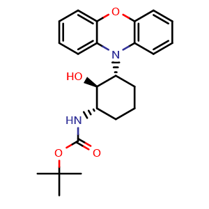 Chemical structure of tert-Butyl ((1S,2R,3R)-2-hydroxy-3-(10H-phenoxazin-10-yl)cyclohexyl)carbamate , AChemBlock AD273492