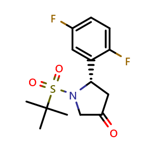 Chemical structure of (S)-1-(tert-Butylsulfonyl)-5-(2,5-difluorophenyl)pyrrolidin-3-one , AChemBlock AD273495