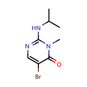 Chemical structure of 5-Bromo-2-(isopropylamino)-3-methylpyrimidin-4(3H)-one , AChemBlock AD273498