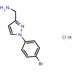 Chemical structure of (1-(4-Bromophenyl)-1H-pyrazol-3-yl)methanamine hydrochloride , AChemBlock AD273517