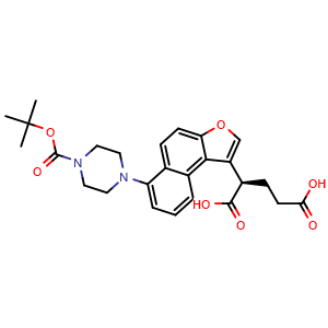 Chemical structure of (R)-2-(6-(4-(tert-Butoxycarbonyl)piperazin-1-yl)naphtho[2,1-b]furan-1-yl)pentanedioic acid , AChemBlock AD273526