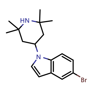 Chemical structure of 5-Bromo-1-(2,2,6,6-tetramethylpiperidin-4-yl)-1H-indole , AChemBlock AD273528