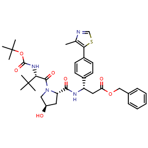 Benzyl (S)-3-((2S,4R)-1-((S)-2-((tert-butoxycarbonyl)amino)-3,3-dimethylbutanoyl)-4-hydroxypyrrolidine-2-carboxamido)-3-(4-(4-methylthiazol-5-yl)phenyl)propanoate