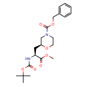 Chemical structure of (S)-Benzyl 2-((S)-2-((tert-butoxycarbonyl)amino)-3-methoxy-3-oxopropyl)morpholine-4-carboxylate , AChemBlock AD273539