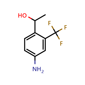 Chemical structure of 1-(4-Amino-2-(trifluoromethyl)phenyl)ethanol , AChemBlock AD273545
