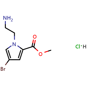 Chemical structure of Methyl 1-(2-aminoethyl)-4-bromo-1H-pyrrole-2-carboxylate hydrochloride , CAS 1629584-67-3, AChemBlock AD273547