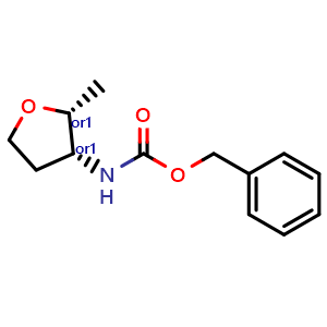 Chemical structure of Cis-benzyl 2-methyl-tetrahydrofuran-3-ylcarbamate , AChemBlock AD273554