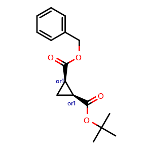 Chemical structure of Cis-benzyl 2-(tert-butoxycarbonyl)cyclopropanecarboxylate , AChemBlock AD273555