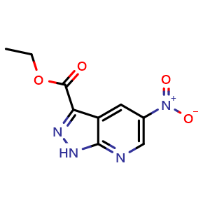Chemical structure of Ethyl 5-nitro-1H-pyrazolo[3,4-b]pyridine-3-carboxylate , AChemBlock AD273559