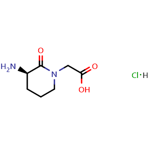 Chemical structure of(R)-2-(3-amino-2-oxopiperidin-1-yl)acetic acid hydrochloride, AChemBlock AD273560