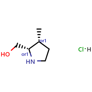 Chemical structure of cis-(3-Methyl-pyrrolidin-2-yl)-methanol hydrochloride , AChemBlock AD273568