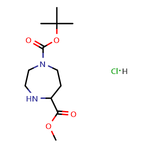Chemical structure of 1-(tert-butyl) 5-methyl 1,4-diazepane-1,5-dicarboxylate hydrochloride , AChemBlock AD273574