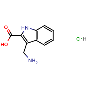 Chemical structure of 3-(Aminomethyl)-1H-indole-2-carboxylic acid hydrochloride , AChemBlock AD273575