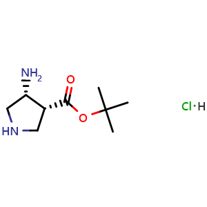 Chemical structure of (3R,4R)-tert-Butyl 4-aminopyrrolidine-3-carboxylate hydrochloride , AChemBlock AD273579