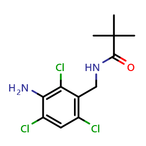 Chemical structure of N-(3-amino-2,4,6-trichlorobenzyl)pivalamide , AChemBlock AD273584