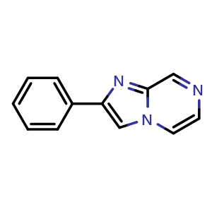 Chemical structure of 2-Phenylimidazo[1,2-a]pyrazine , CAS 126052-34-4, AChemBlock AD273588
