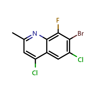 Chemical structure of 7-bromo-4,6-dichloro-8-fluoro-2-methylquinoline , AChemBlock AD273592
