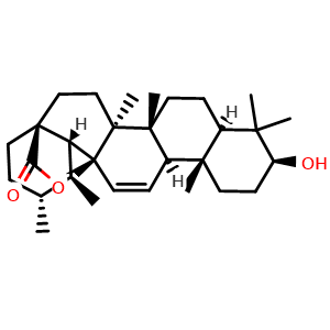 Chemical structure of 3-Hydroxy-11-ursen-28,13-olide , CAS 35959-05-8, AChemBlock AD273623