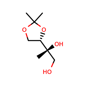 Chemical structure of (2R,3S)-3,4-O-isopropylidene-2-methyl-1,2,3,4-butanetetrol , CAS 129141-48-6, AChemBlock AD273638