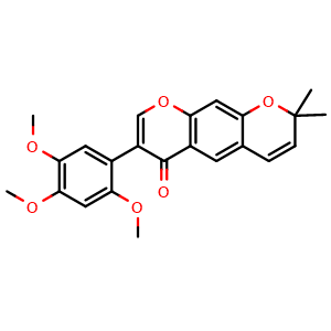 Chemical structure of 2',4',5'-Trimethoxy-2'',2''-dimethylpyrano[5'',6'':6,7]isoflavone , CAS 211799-56-3, AChemBlock AD273657