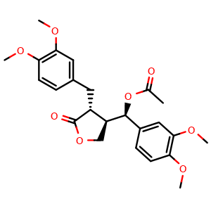 Chemical structure of 5-Acetoxymatairesinol dimethyl ether , CAS 74892-45-8, AChemBlock AD273677